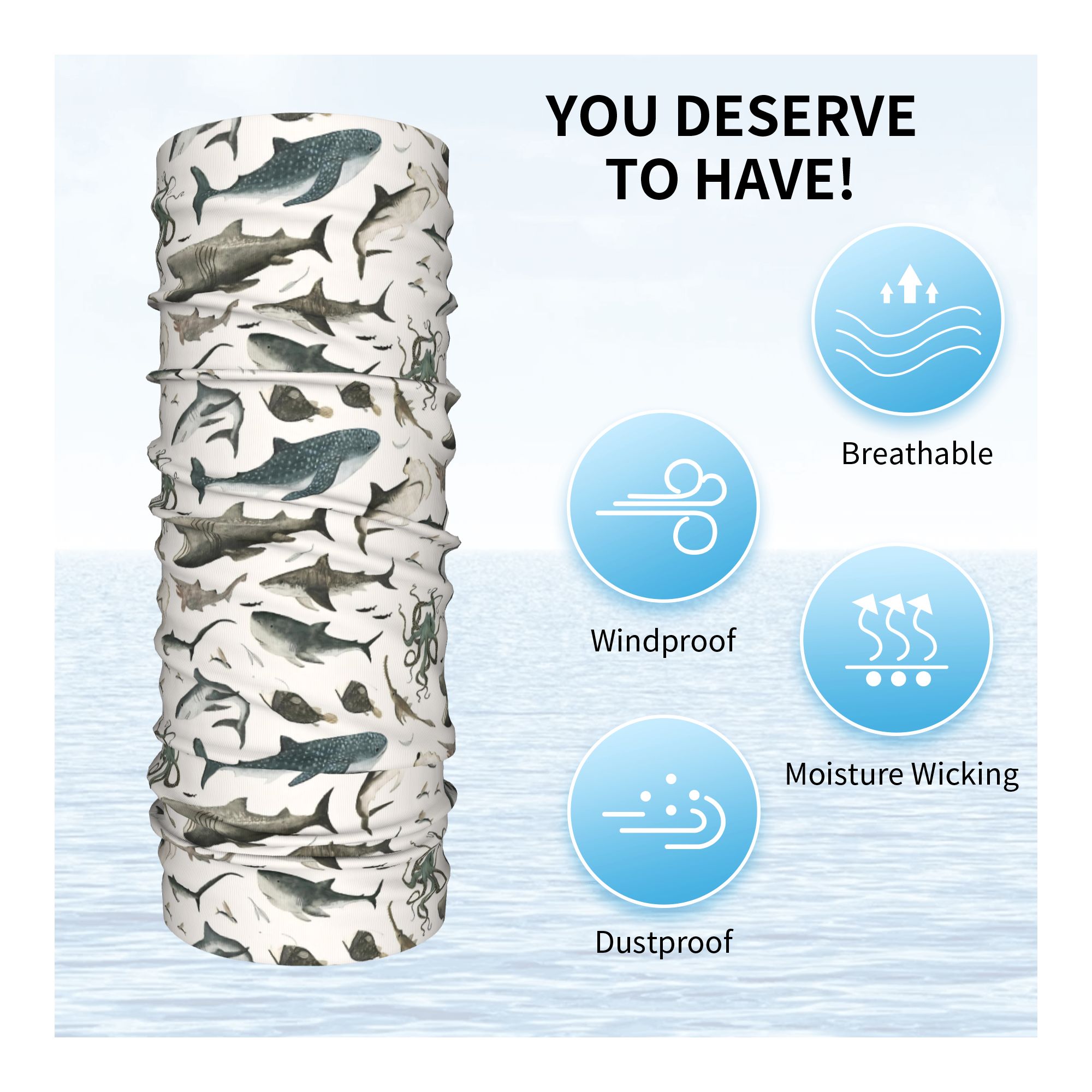 Shark Ocean Animal Sharks Band - Neck Gaiter Face Cover review and price